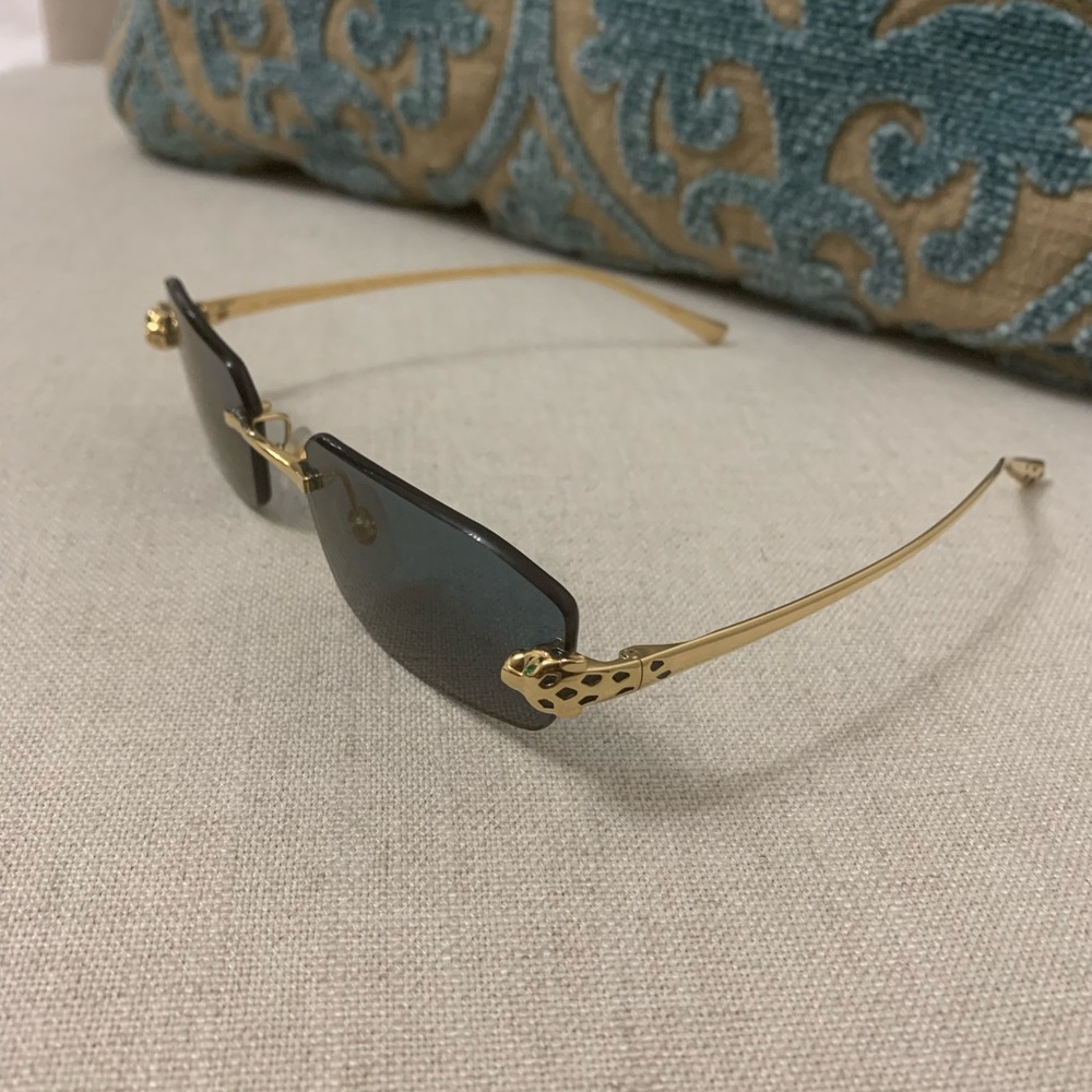 Cartier Panthere Classic 56MM 24K-Gold-Plated Metal Rimless Geometric Sunglasses - Picture 3 of 16